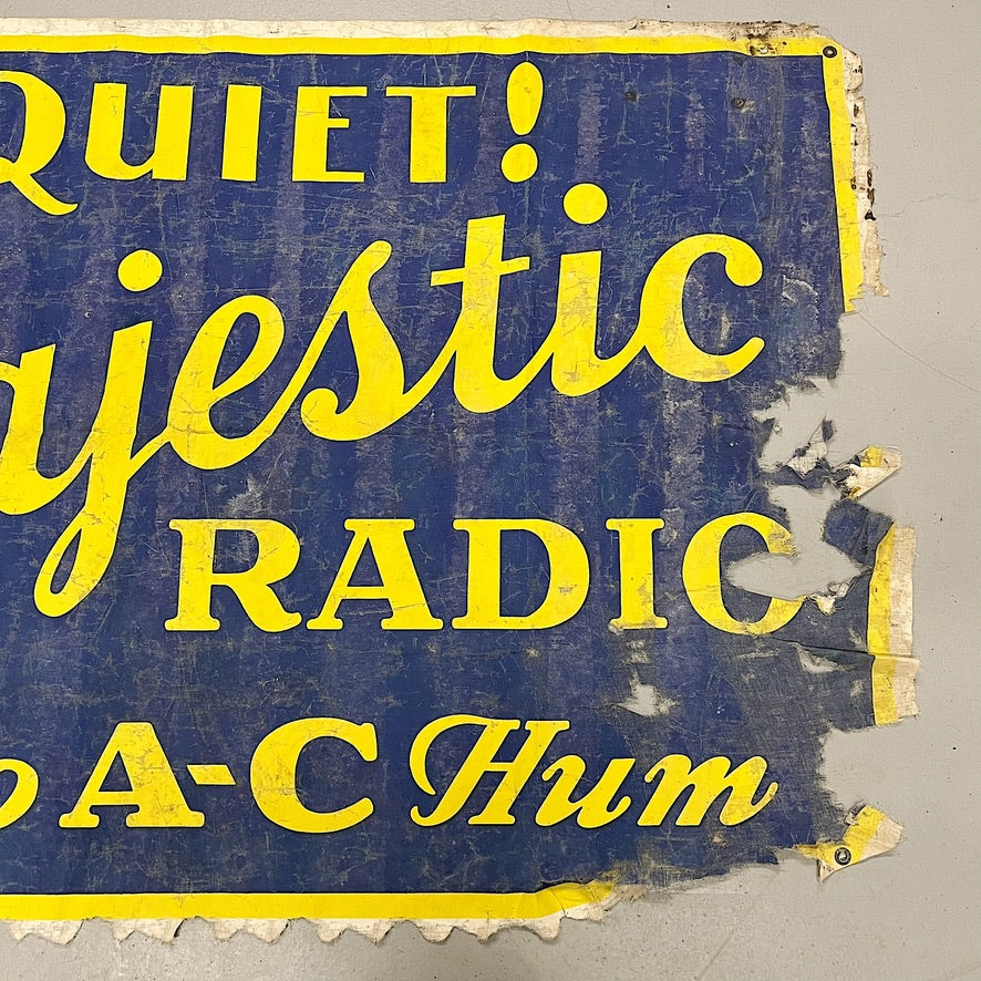 Antique Majestic Radio Banner Sign | Rare 1920s AS IS