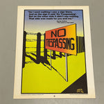Minneapolis Rare Political Lithograph Poster by Rich Kees - No Trespassing - 1980s Minnesota Artist - Woody Guthrie - Progressive Artwork - Historical