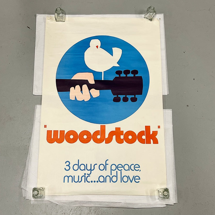 Rare Woodstock Movie Advance Teaser Poster - 1970 Original Rock and Roll Wall Art - Summer of Love - 41" x 27" - Rare Film Memorabilia - AS IS