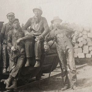 Antique Postcard of Railroad Lumber Workers | Early 1900s RPPC