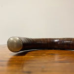 Antique Stacked Leather Cane with Rare Silver Thumb Cap | 1800s