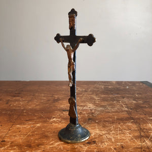 Antique Brass Standing Crucifix from early 1900s