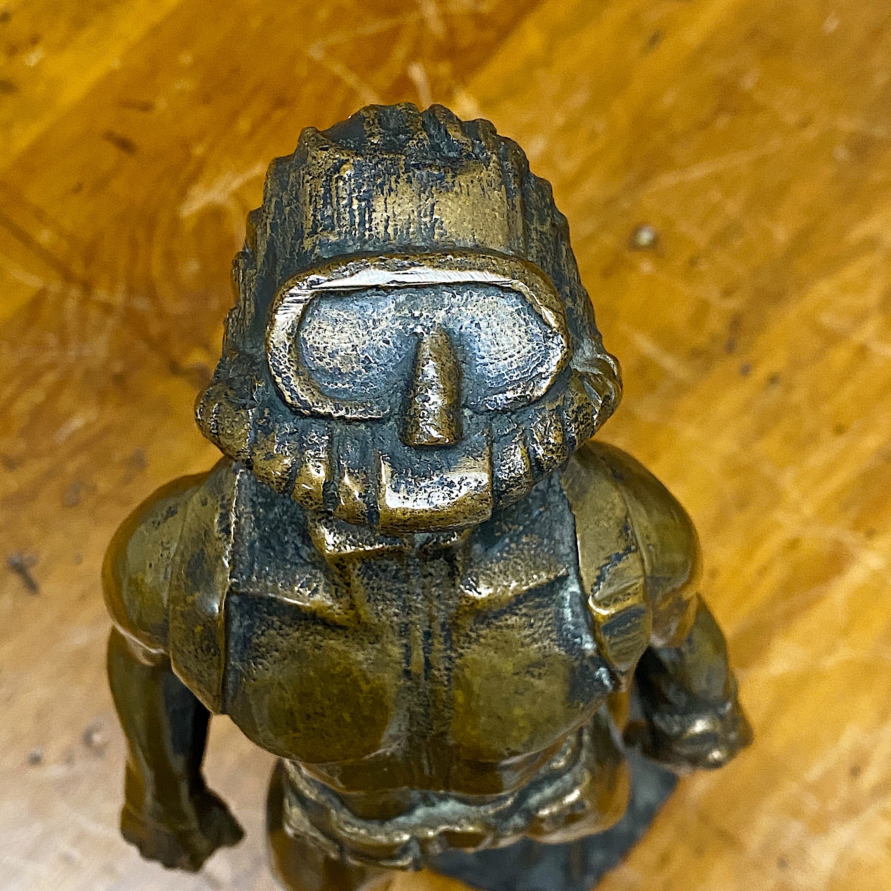 Face of Scuba Diver Bronze Sculpture from 1973 - Signed by Mystery Artist - 14" tall - Rare Nautical Sculptures - Vintage Deep Sea Collectible