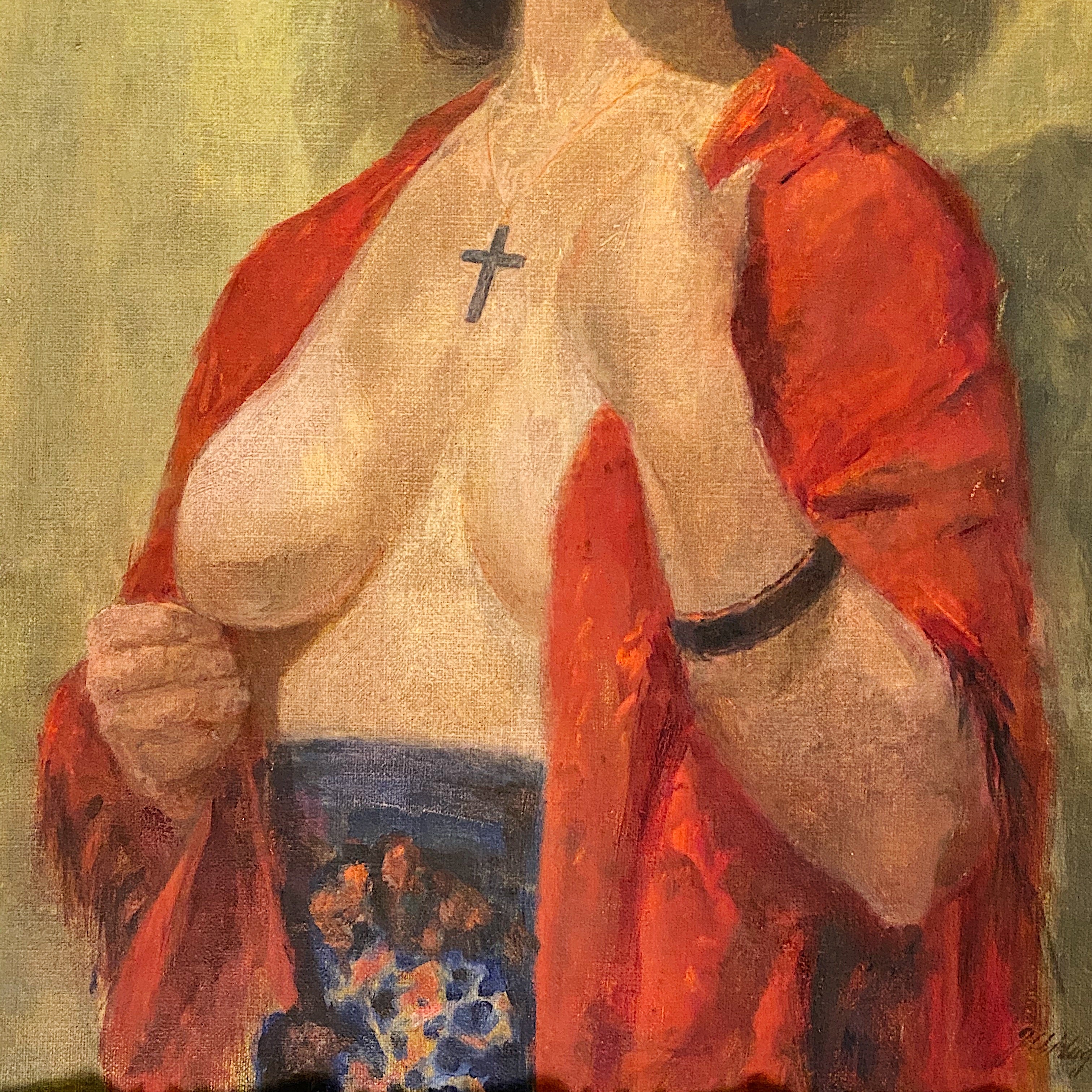 WPA Era Painting of Nude Woman with Crucifix | 1942