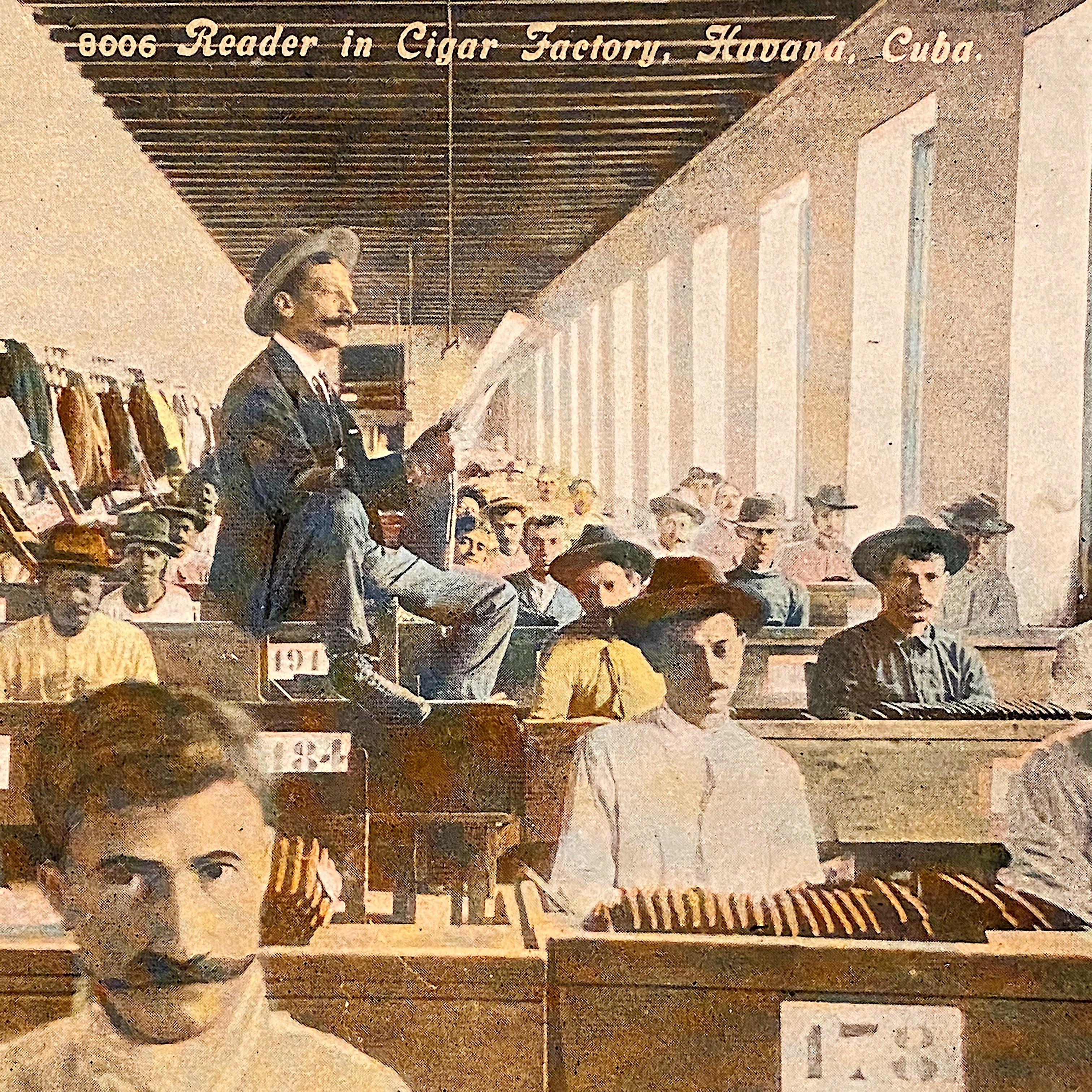 Antique RPPC of Cigar Factory with Man Reading Newspaper - Early 1900s Tobacciana Postcards - Foreign Country Color Postcard - Rare