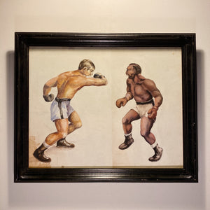 Rare WPA Era Painting of Boxing Match - 1930s? - Mystery Artist - Watercolor on Paper - Antique Sports Artwork - Depression Era Art - Rare