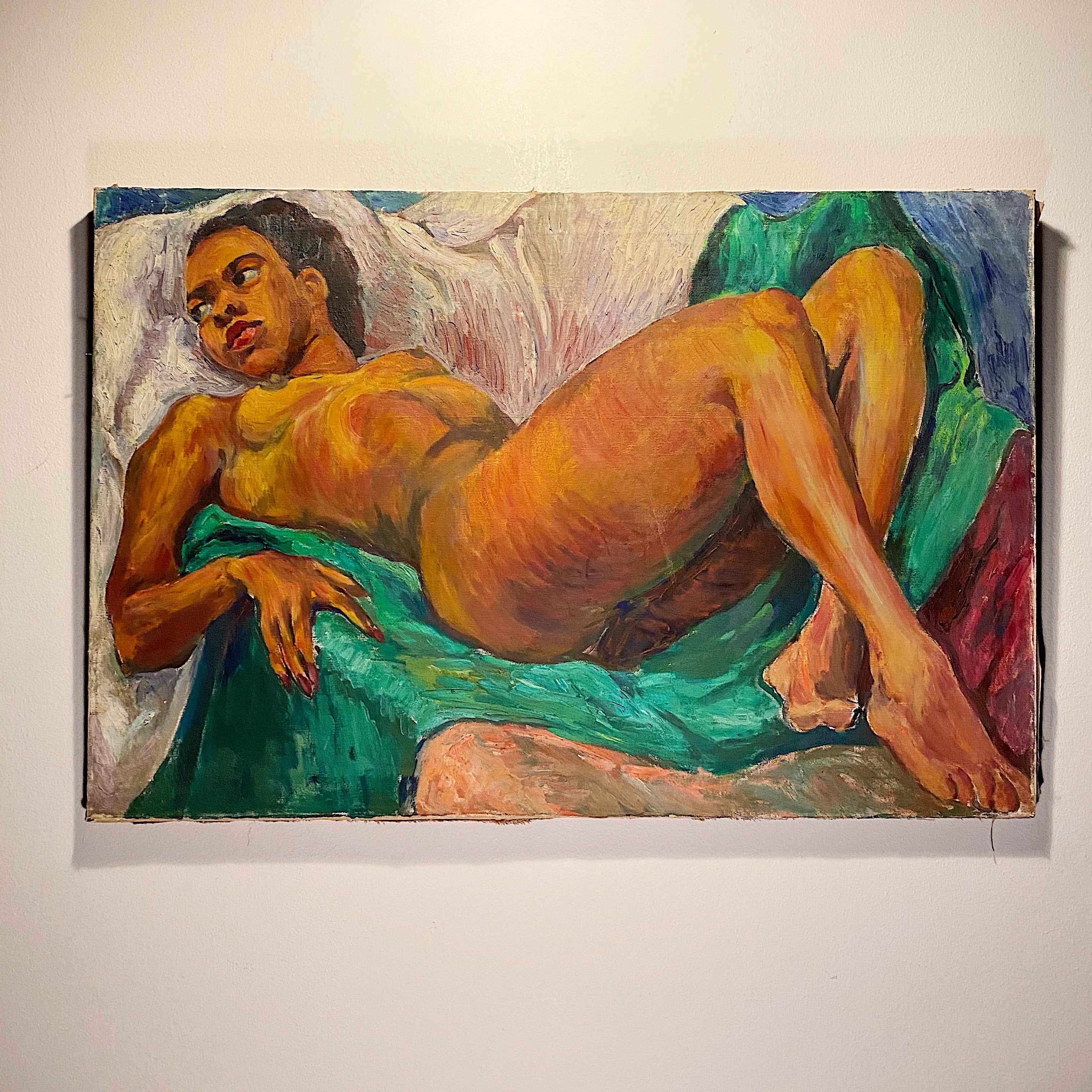 Rare WPA Era Painting of African American Nude Woman by Lillian Jean Nosko - 1940s Chicago Institute of Art - Midcentury Artwork - Listed Artist