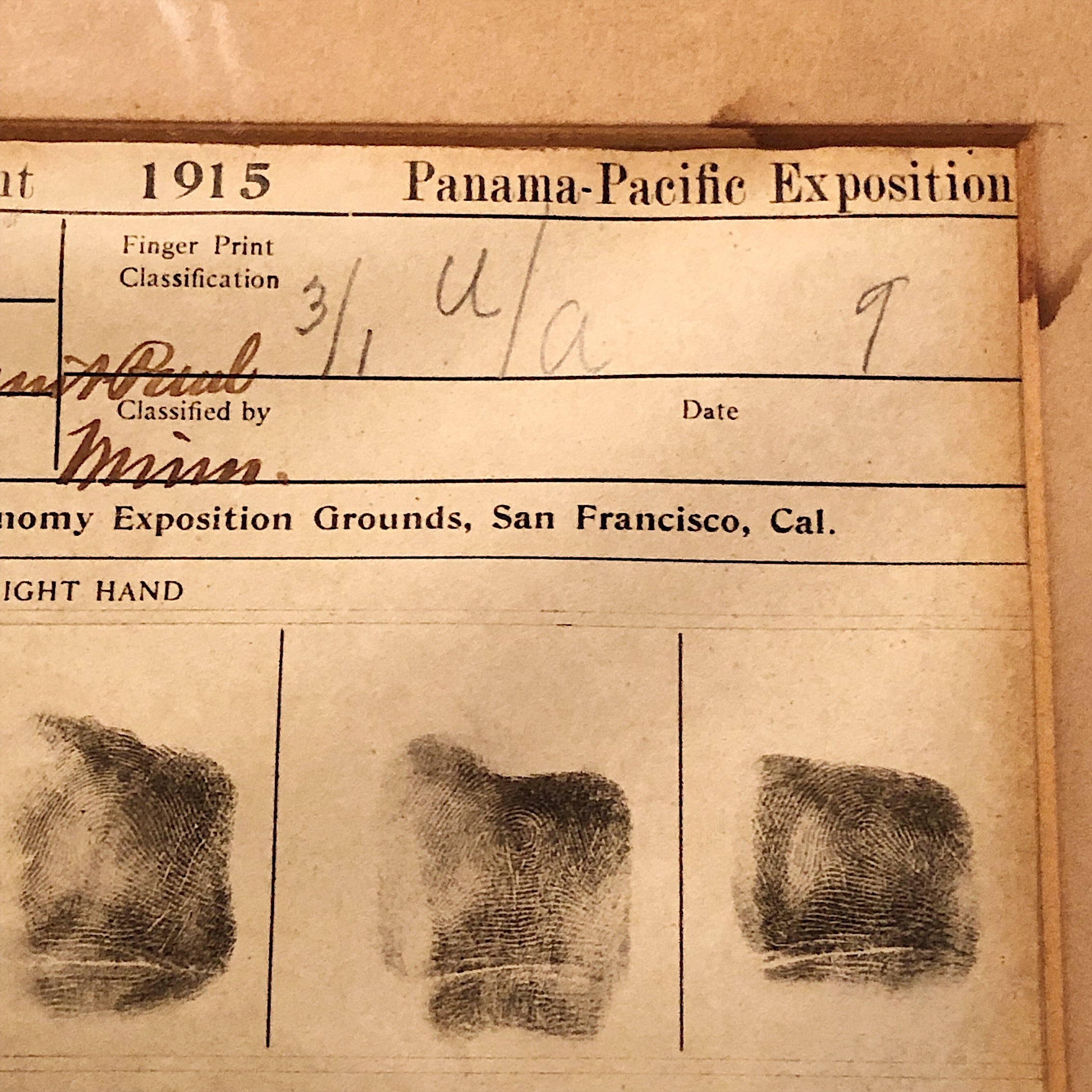 Prison Fingerprint Display from Panama Pacific Exposition | 1915