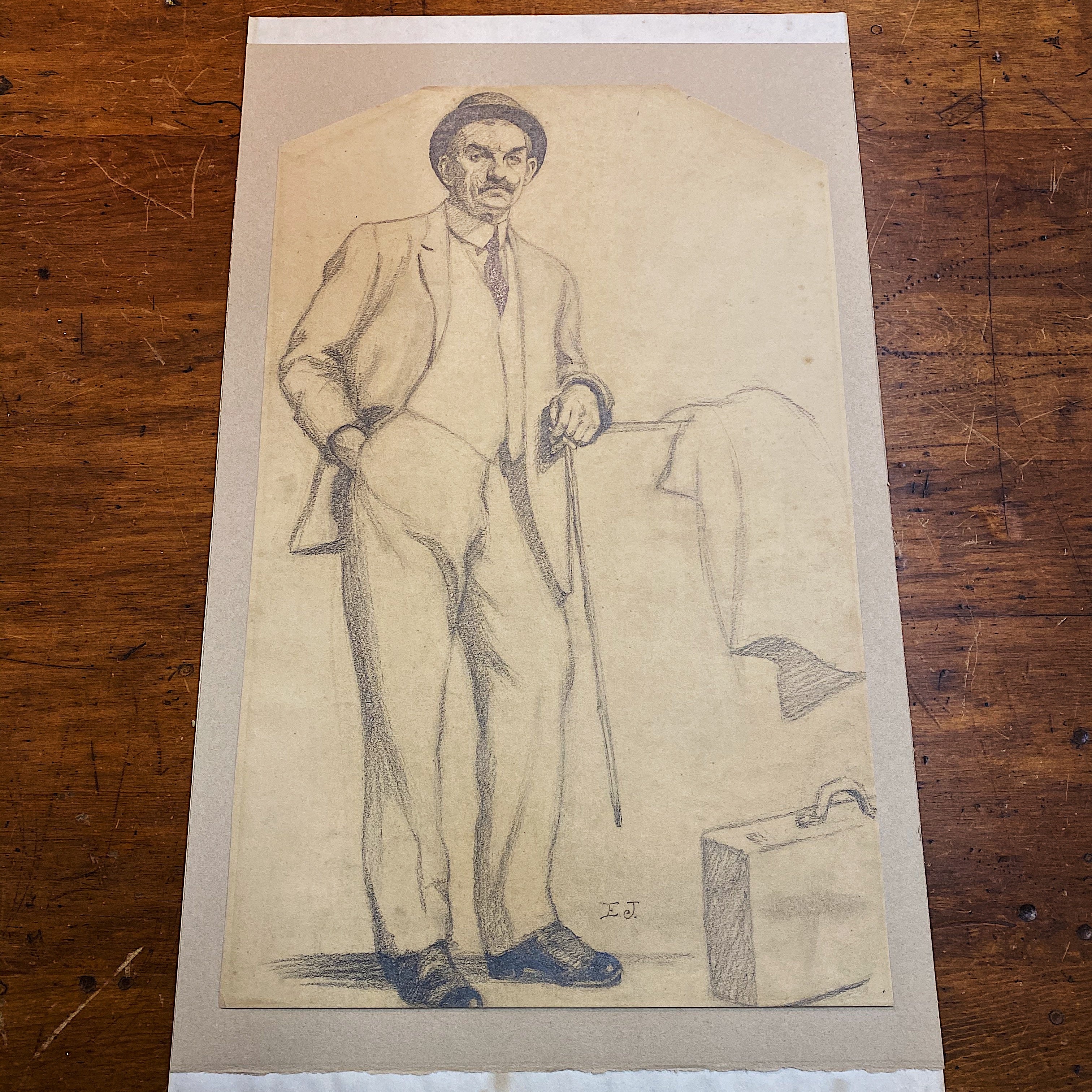 Eastman Johnson Graphite Drawing of Dapper Man | 1860s?