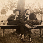 Antique Photograph of 2 Gents Lounging on a Bench - Early 1900s - Rare Unusual Scene - Oscar Wilde - Silver Gelatin Print 