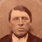 Antique Tintype of Creepy Dude with Dead Eyes - Pink Cheeks - Hairy Neck Monster - Late 1800s
