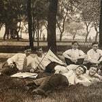 Antique RPPC of White Steamer Group on Campus - Early 1900s Unusual Postcard  - College Students Lounging - Strange Vintage Postcards