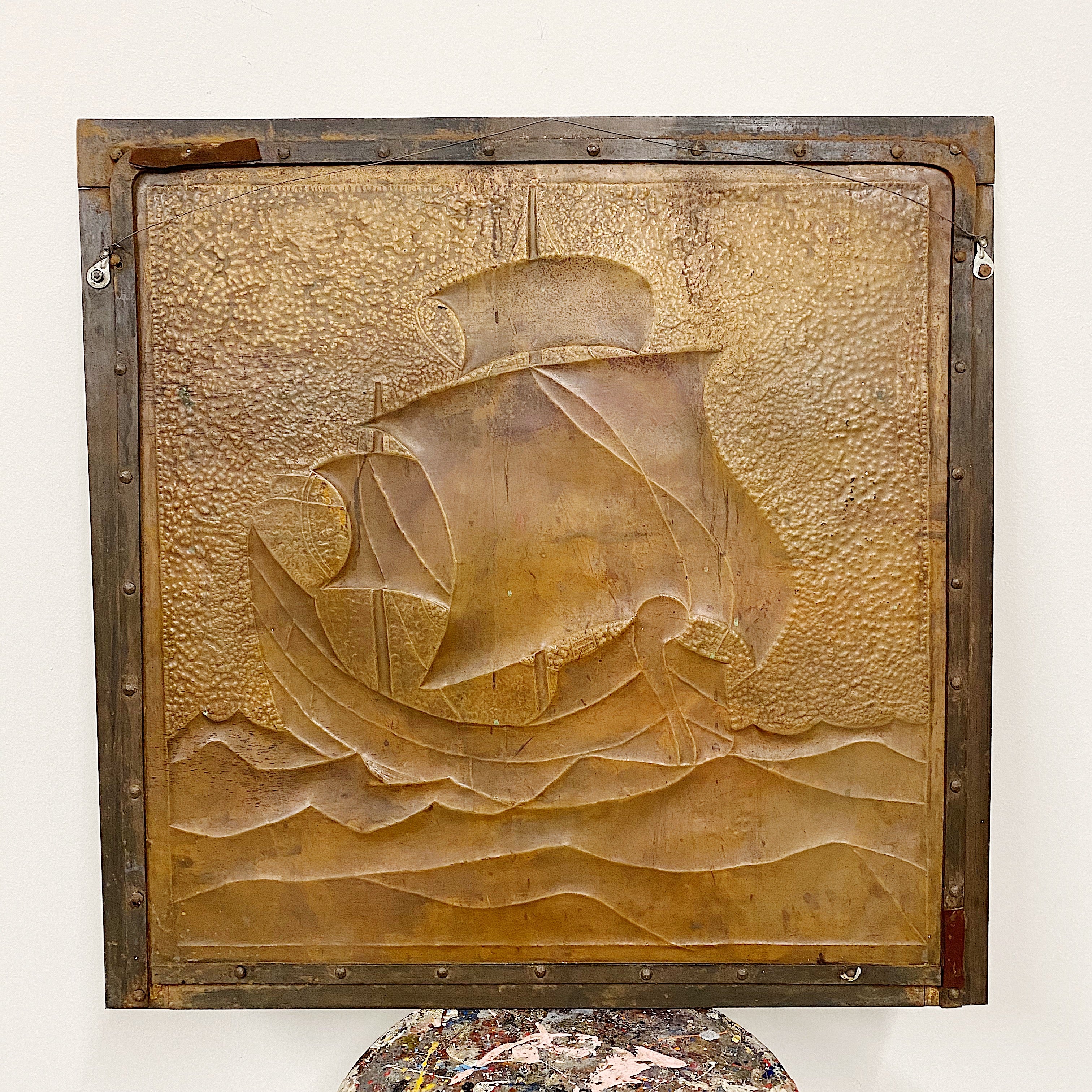 Arts and Crafts Metal Relief of Ship |  Local Purchase Only