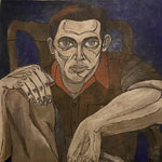 1940s Painting of Mysterious Man in Unusual Pose | 42" x 32"