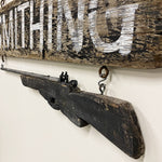 Antique Gunsmith Trade Sign with Hand Carved Rifle | 1930s