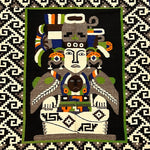 Large Latin American Rug with Mayan Figure and Geometric Design