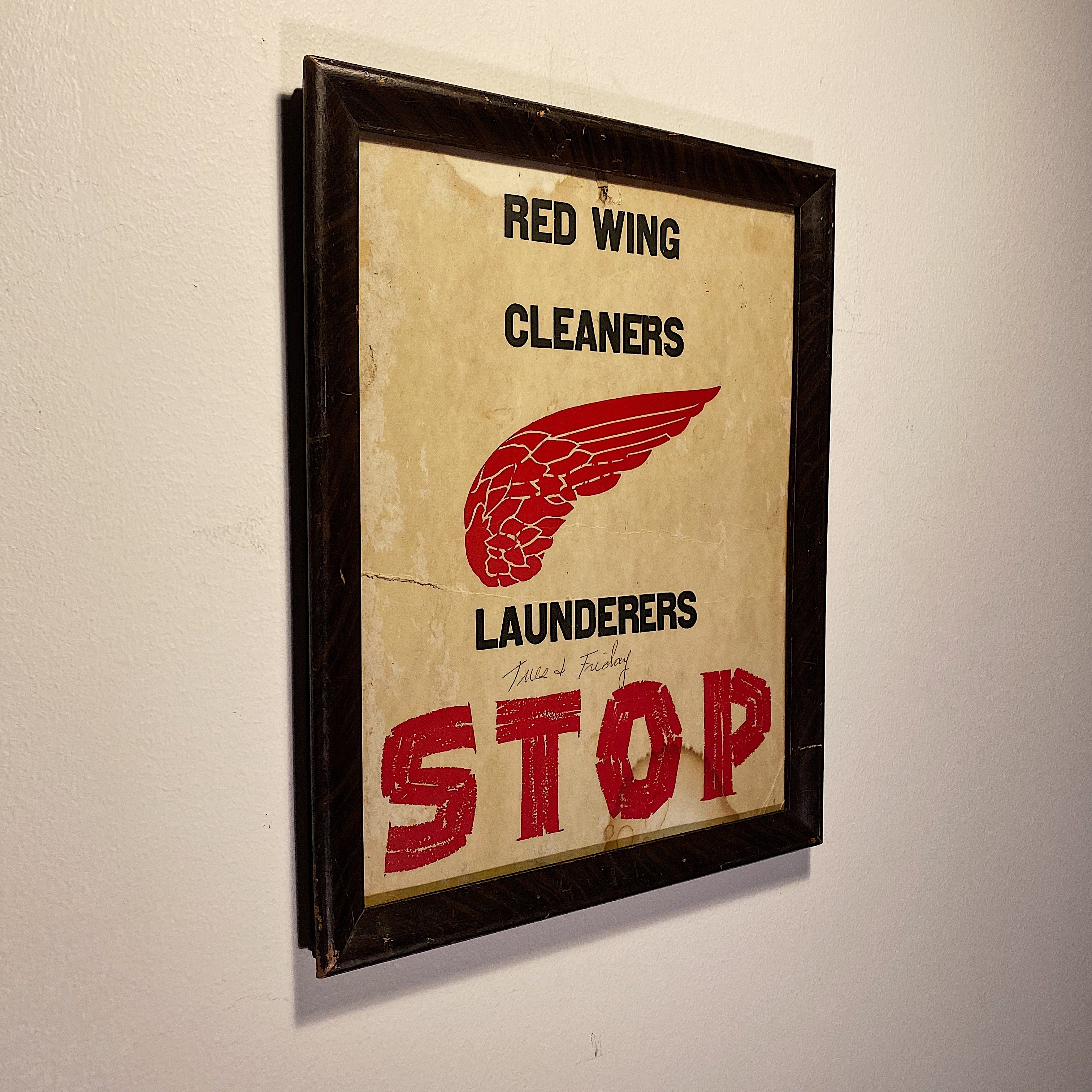 Vintage Red Wing Store Sign | 1950s Block Printing