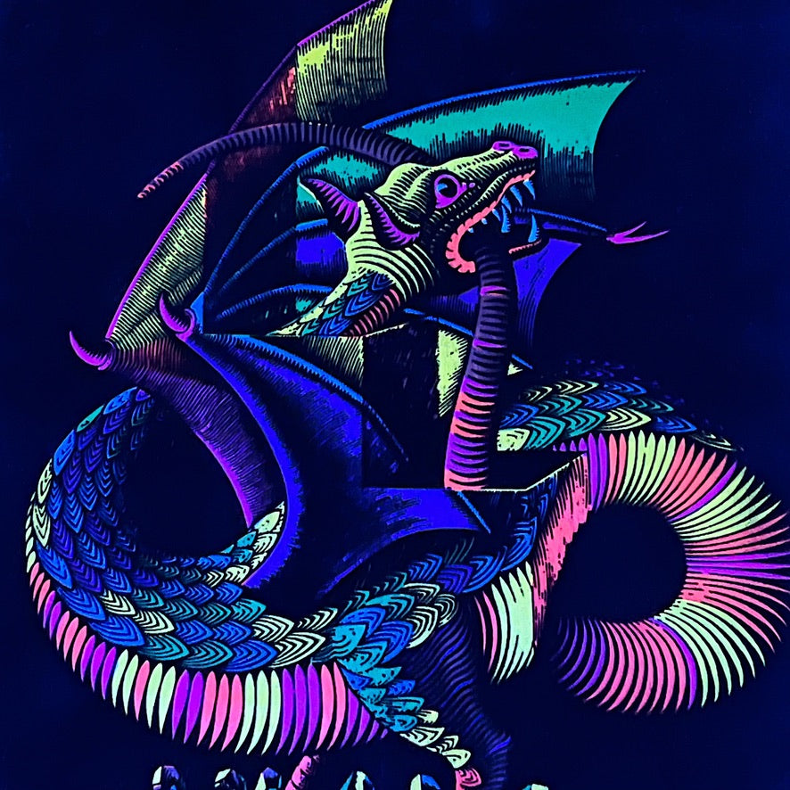 1970s MC Escher Black Light Poster of Dragon – Mad Van Antiques