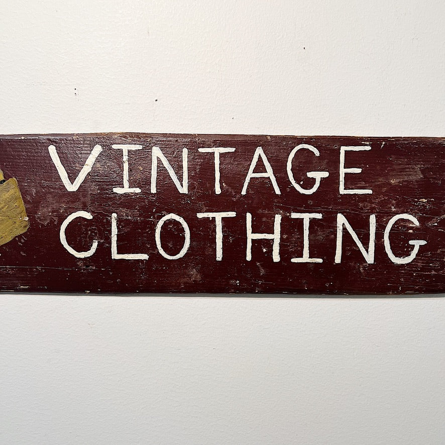 1960s Folk Art Vintage Clothing Sign from Hippie Store | 36" x 7"