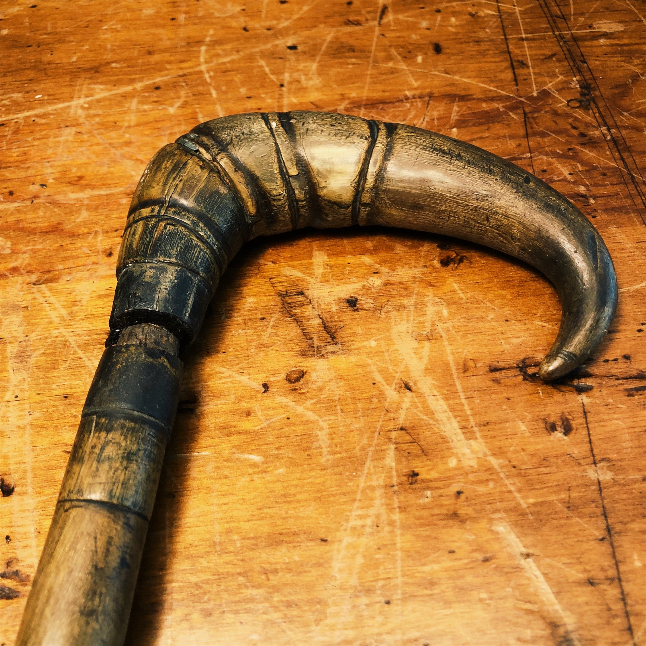 Antique Stacked Horn Walking Stick