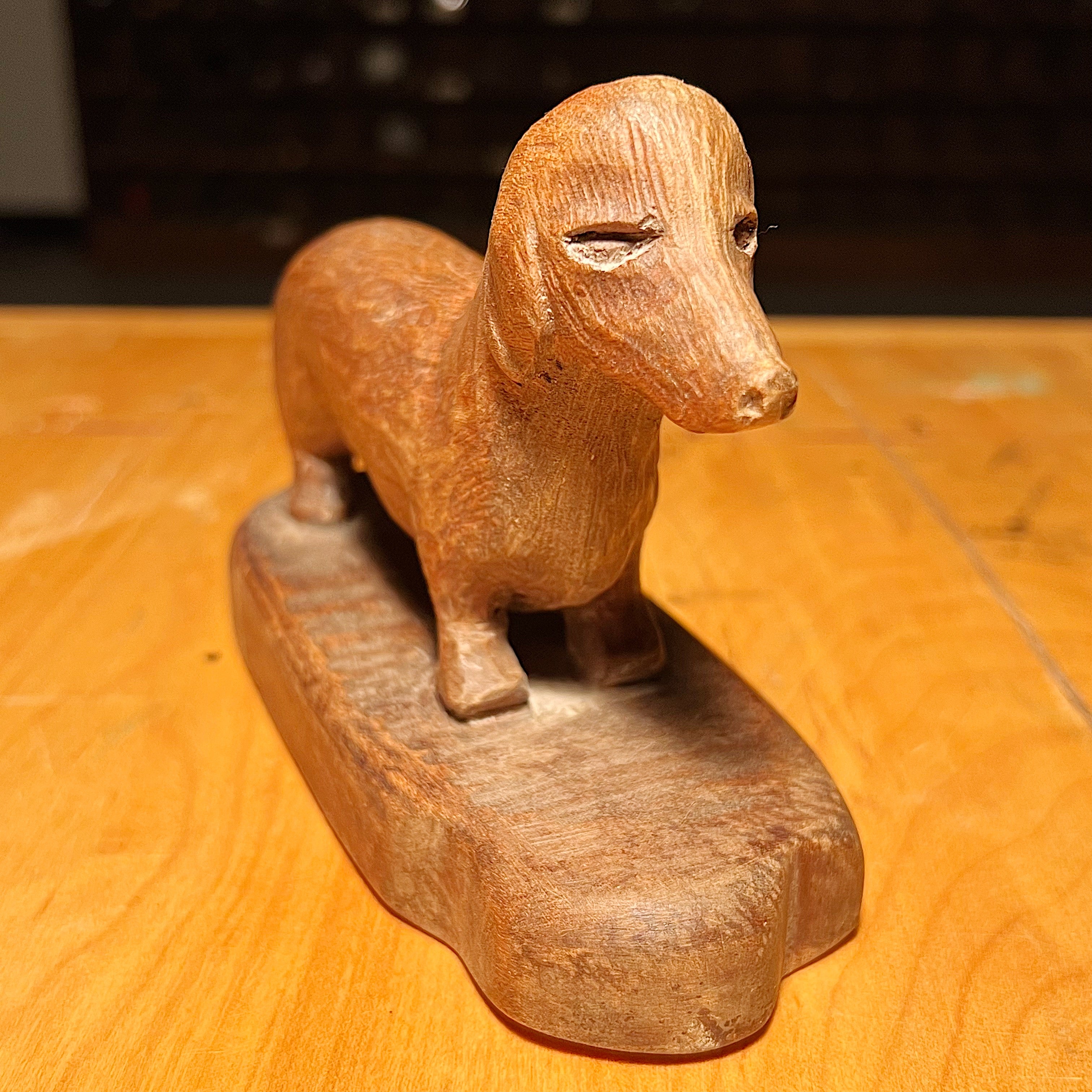 Tony Wons Folk Art Sculpture of Dachshund Dog | Signed 1955