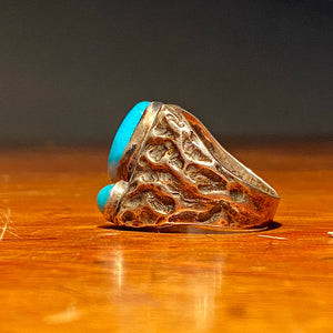 Vintage Dead Pawn Turquoise Biker Ring | Size 9