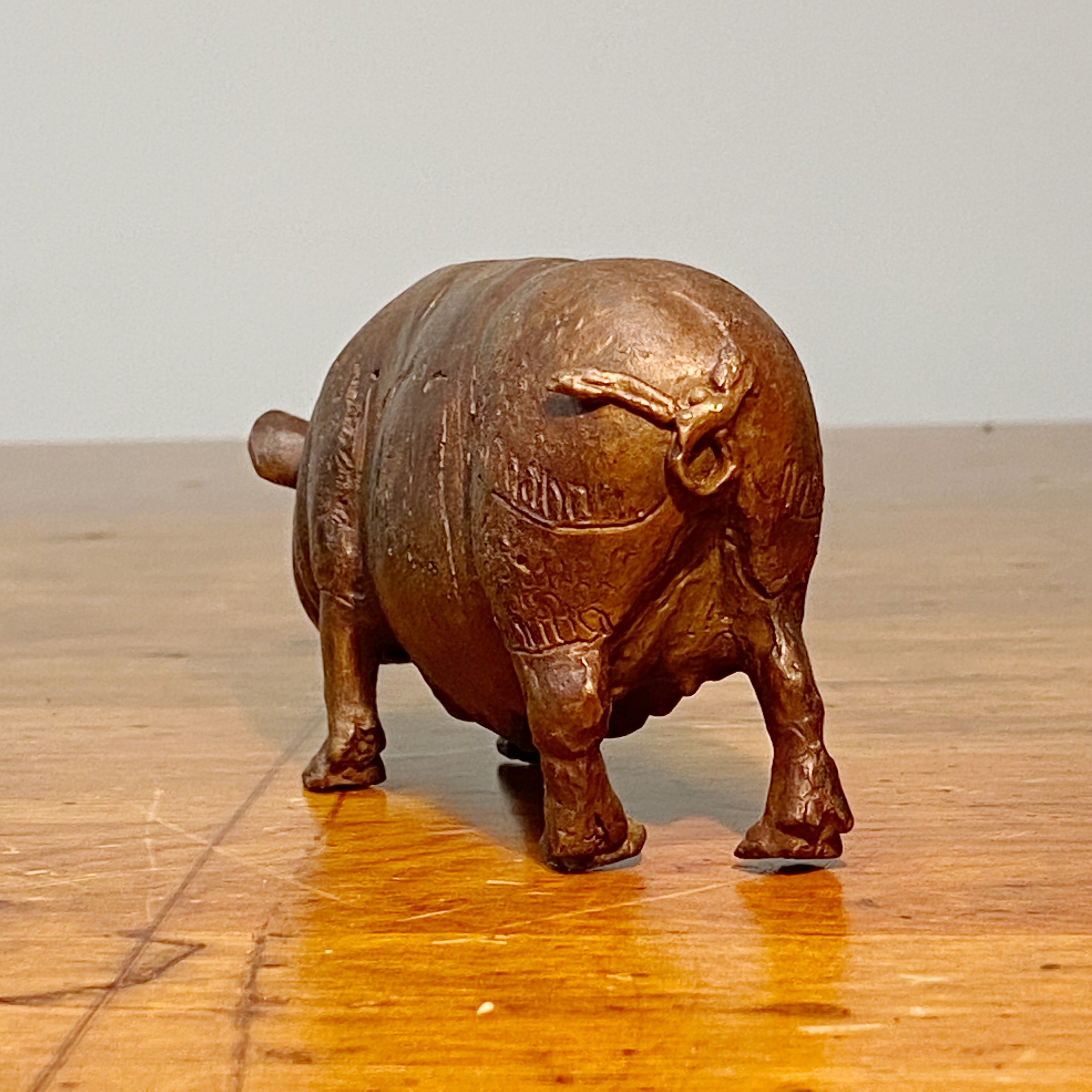 Stephen Maxon Bronze Rhino Pig | 1991 Signed Folk Art