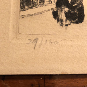 European Etching of Street Scene - Pencil Signed  Limited Run - 29 of 100 