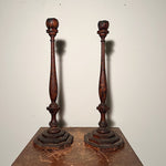 Rare Antique Folk Art Gothic Wood Candleholders- Early 1900s Tramp Art - Unusual Underground Artwork - English Gothic Influence - Set of 2