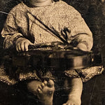 Violin on lap - Antique Tintype of Child Holding a Violin - Early 1900s - Whimsical Scene - Unusual Photography - Rare Musical Photo