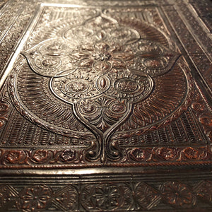Vintage Leather Portfolio Cover with Tooled Ornate Design - Continental School Manuscript Cover - 1800s - Arts and Crafts - 19th Century