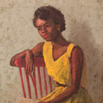 WPA Era Painting of African American Woman - Rare Portrait Oil on Canvas Paintings - Signed Mae Berlind - New York Artist - Vintage Art