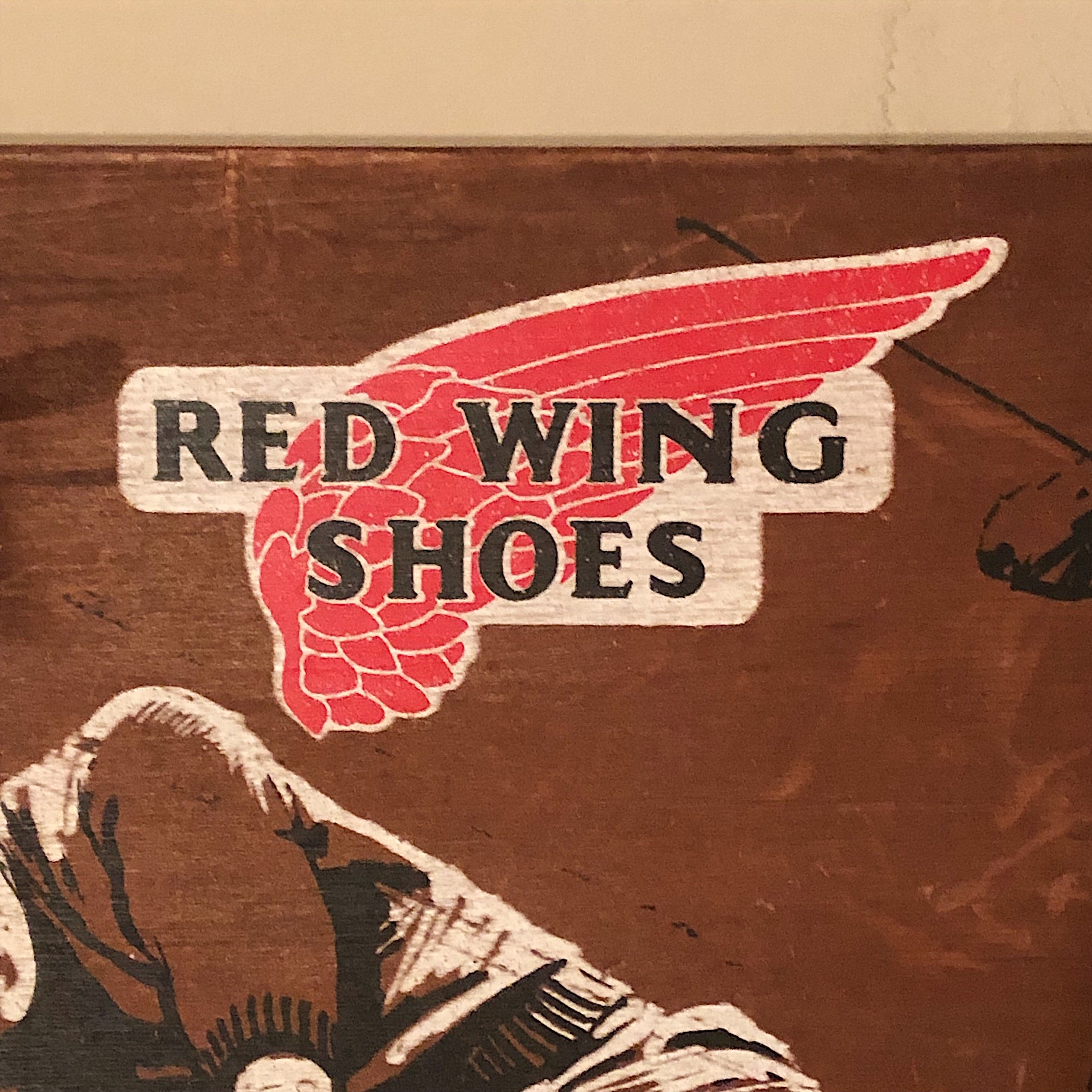 Vintage Red Wing Shoes Store Display Wood Sign | 1960s