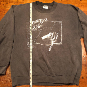 Measurements for Rare M.C. Escher Sweatshirt of Drawing Hands - XL - 1991 - Made in USA - C/0 Cordon Art Baarn Holland - Vintage Clothing