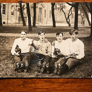 Unusual Antique RPPC of Band with Shoe Message - Early 1900s - Set of 2 Unused - Unusual Photograph - Rare College Music Group Photography  - Funny