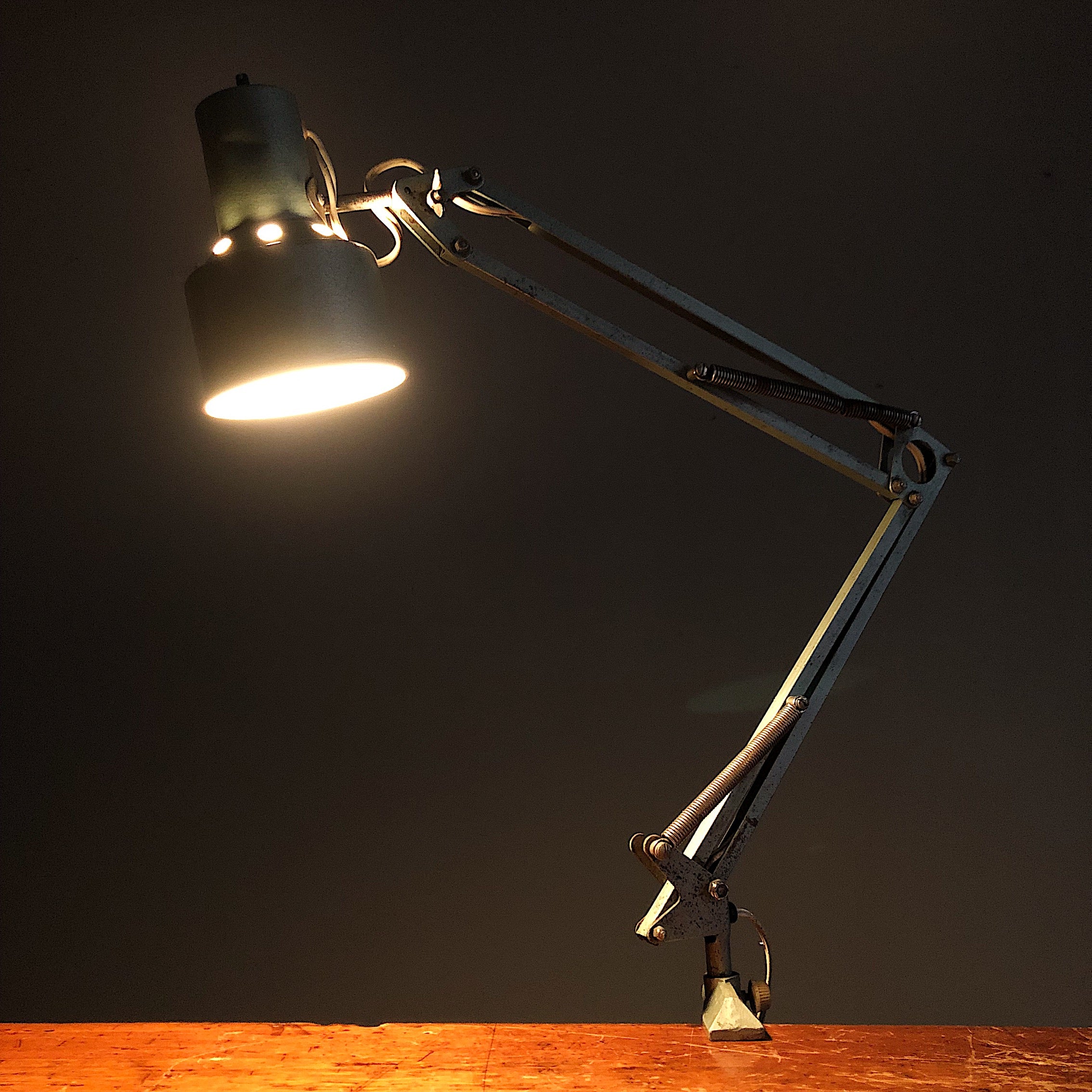 Vintage Swing Arm Drafting Lamp - Articulating Task Light - Cyril Pesek Estate - Architect Provenance - Clamp