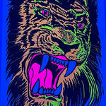 1970s Black Light Poster of Roaring Lion - Original 1976 Funky Enterprises Posters -  Vintage Reggae Wall Art - Head Shop - Rare Silkscreen