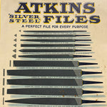 Antique Atkins Files Tin Sign - Early 1900s - Rare Industrial Tool Advertising - K.C. Atkins & Company - Silver Steel Files 
