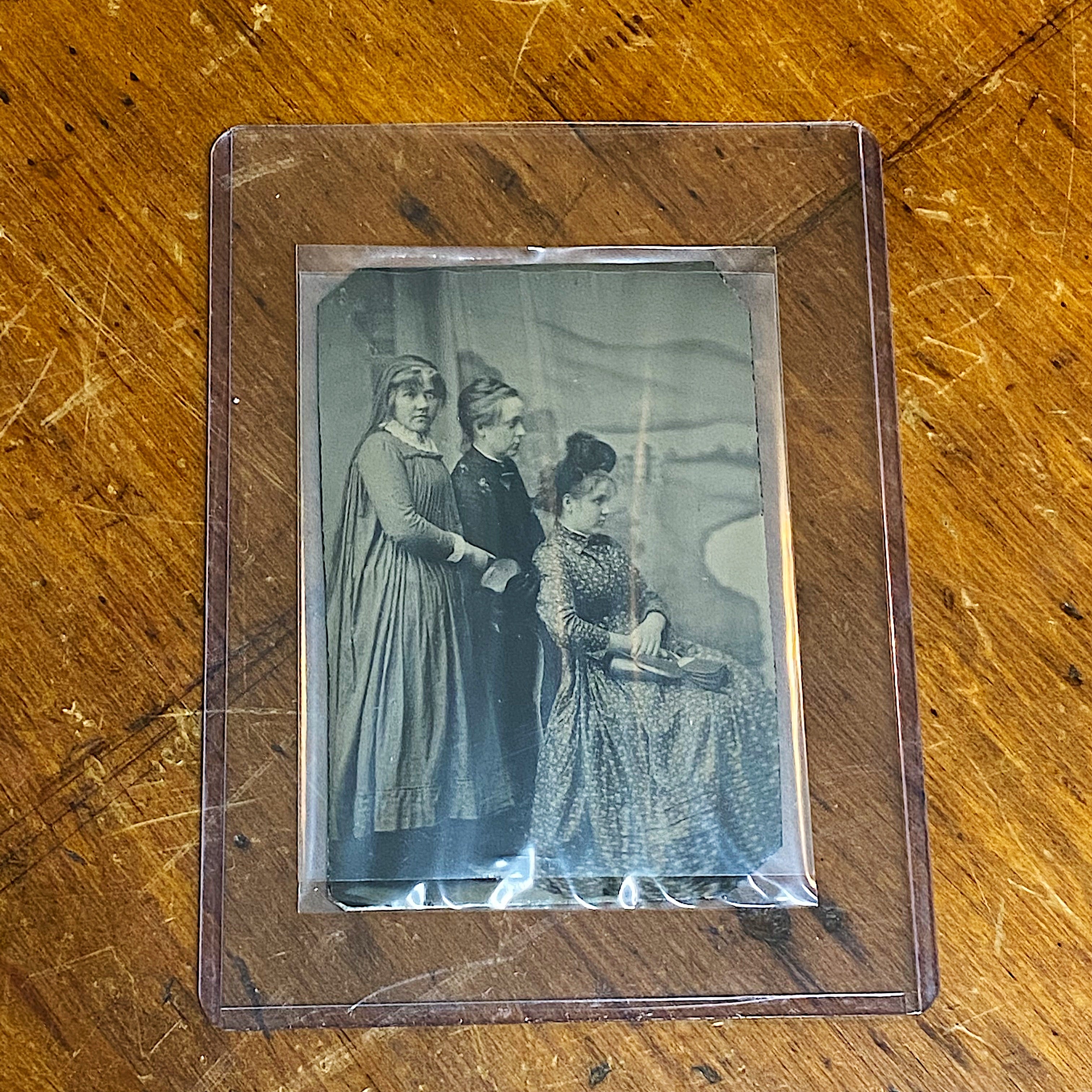 Rare Antique Tintype of Women Striking an Unusual Pose