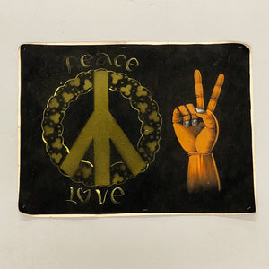 Vintage Vietnam Era Peace Love Velvet Poster | Rare 1960s