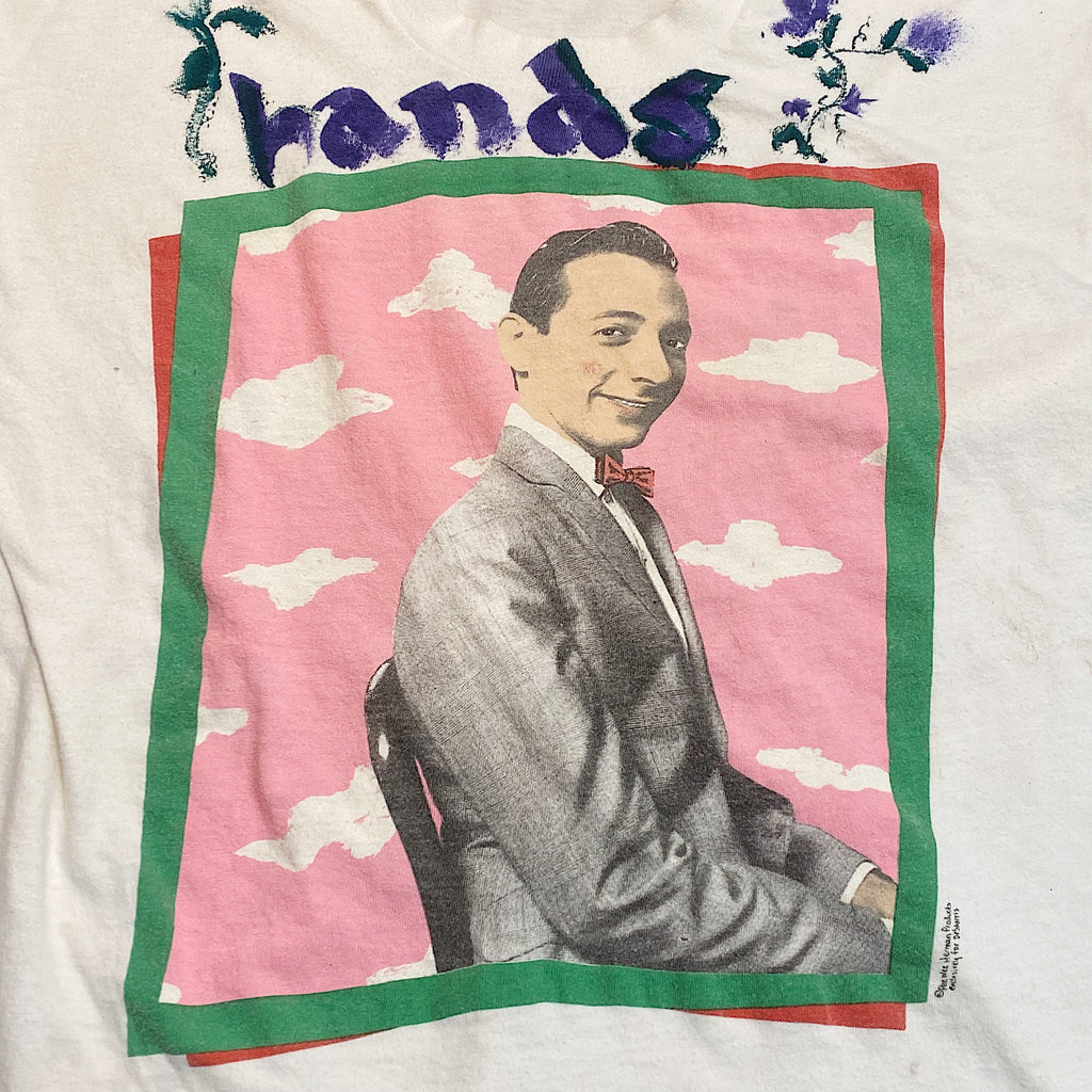 1980s Peewee Herman T-Shirt with Hand Painting "Hands" - Vintage Stanley DeSantis Pop Art Shirts - Big Adventure - Large Marge - Playhouse