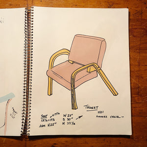 1970s Sketchbook of MCM Chair Designs & Architectural Renderings