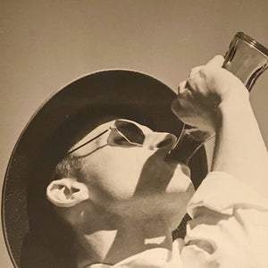 1930s Steampunk Photograph of Man in Sunglasses Drinking Soda - Rare Silver Gelatin Print - 1939 World's Fair Photo Submission - W.D. Rusk