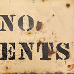 Vintage No Agents Metal Sign with Cool Patina | 1940s