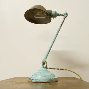 Faries Articulating Lamp with Light Blue Base | Early 1900s