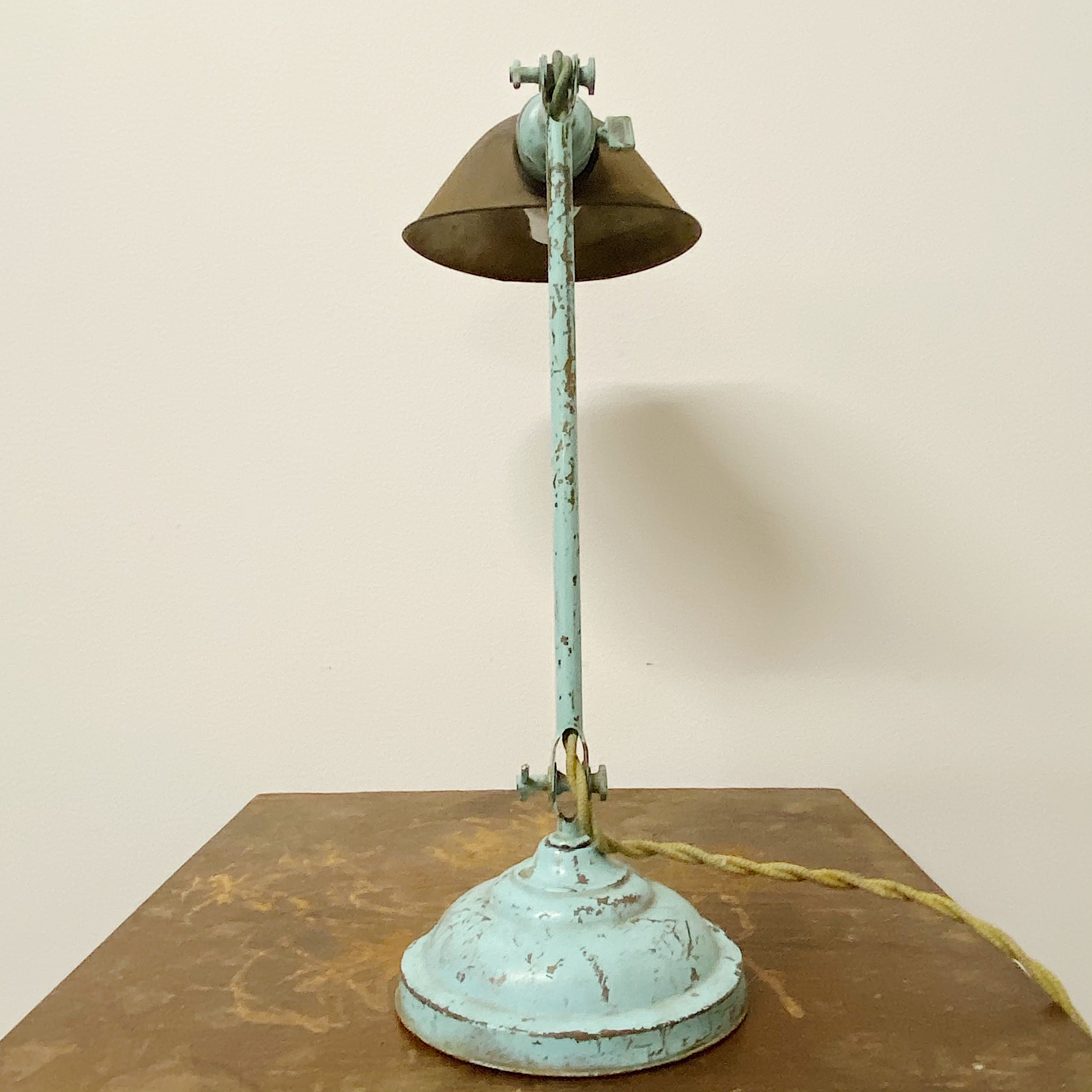 Faries Articulating Lamp with Light Blue Base | Early 1900s