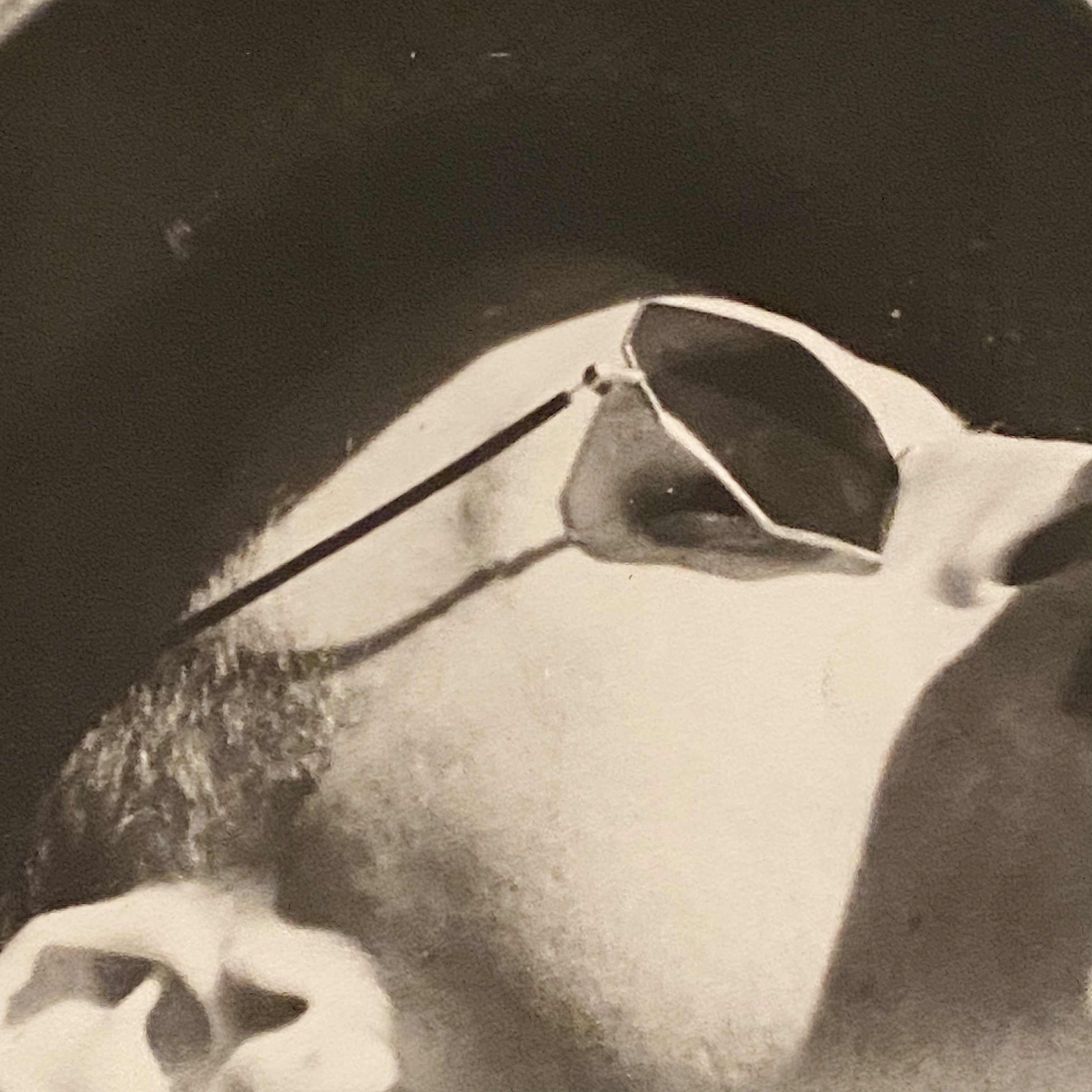 1930s Steampunk Photograph of Man in Sunglasses Drinking Soda