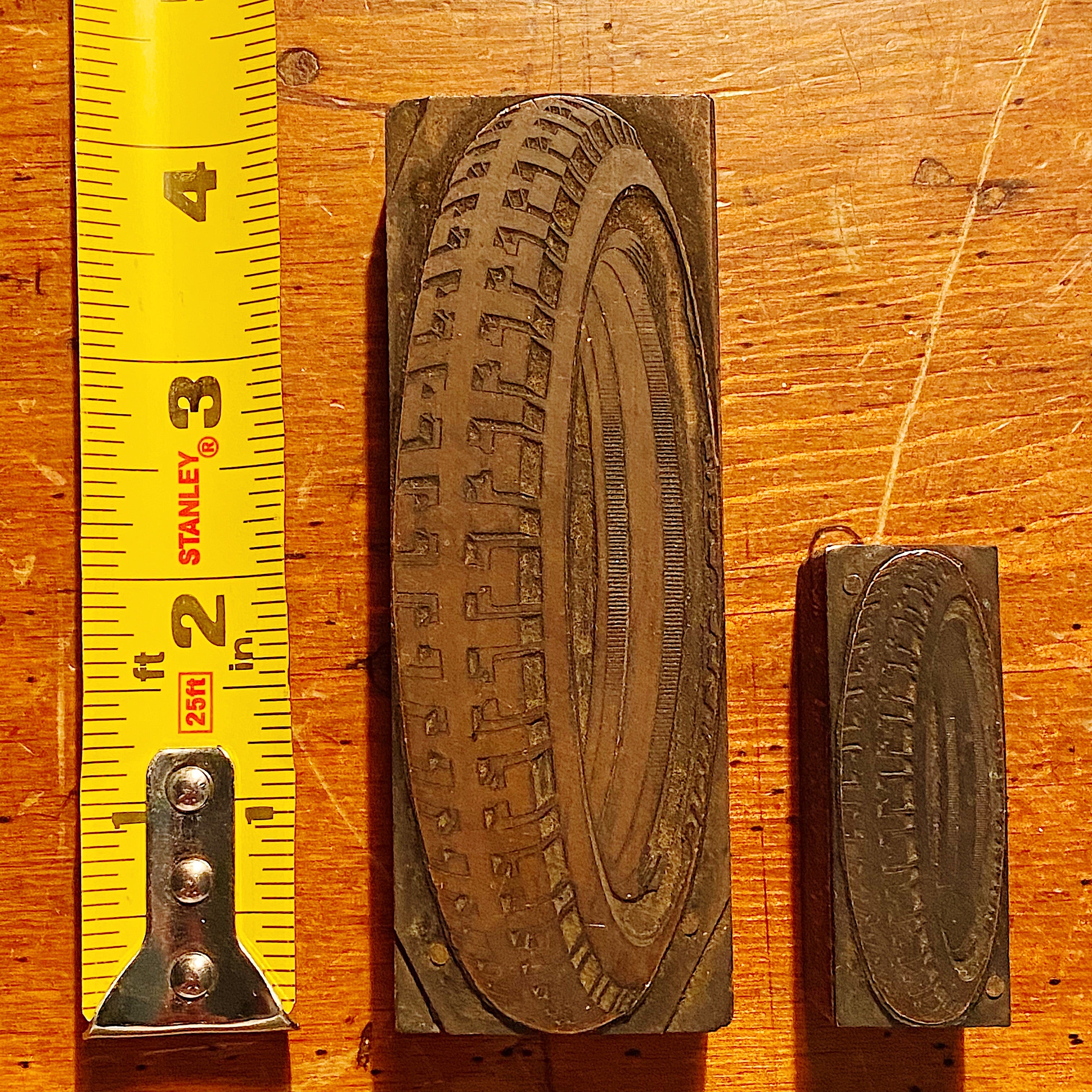 Antique Model T Tire Letterpress Printing Blocks | Early 1900s