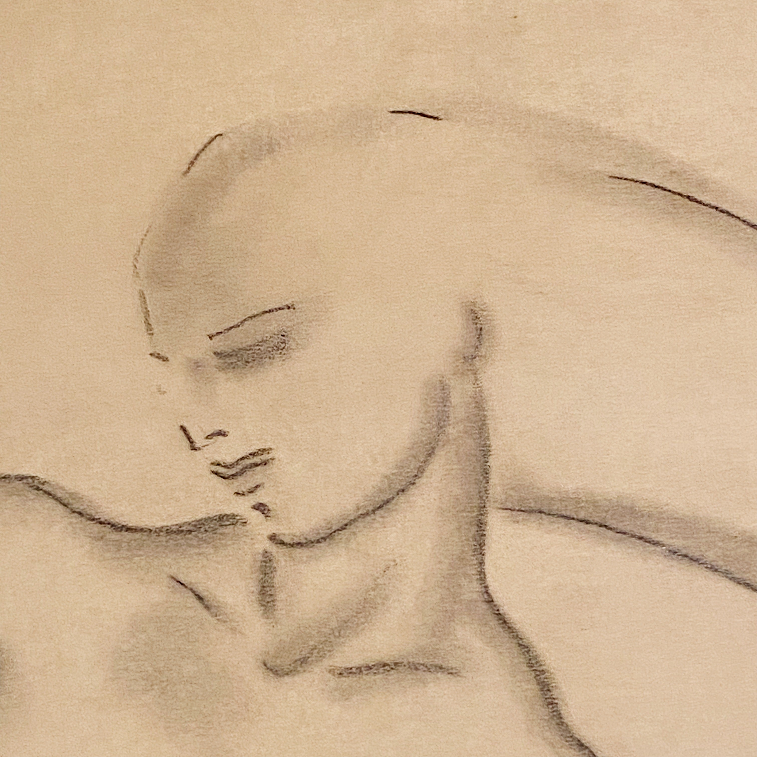 WPA Era Nude Drawing of Modernist Woman | Rare 1940s