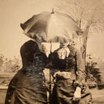 Rare Antique Tintype of Women Hiding Behind Open Umbrella